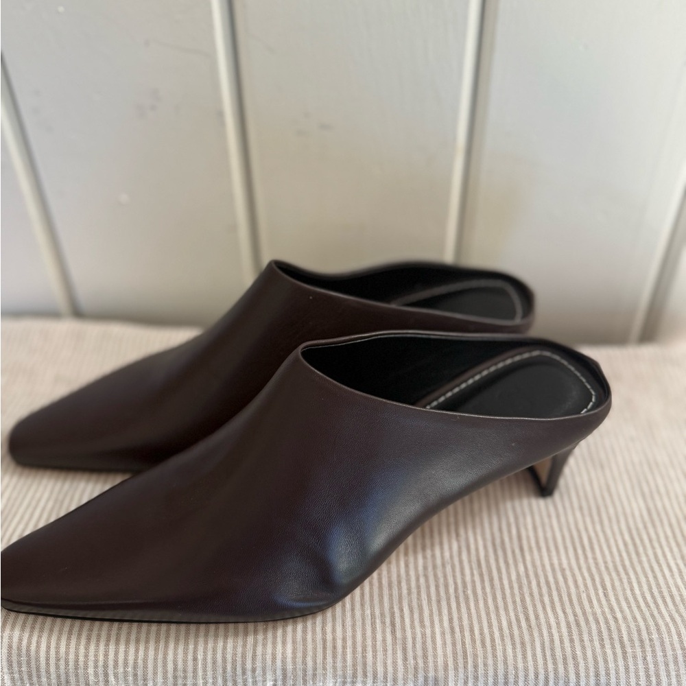 Staud Wally Espresso Brown Leather Mules